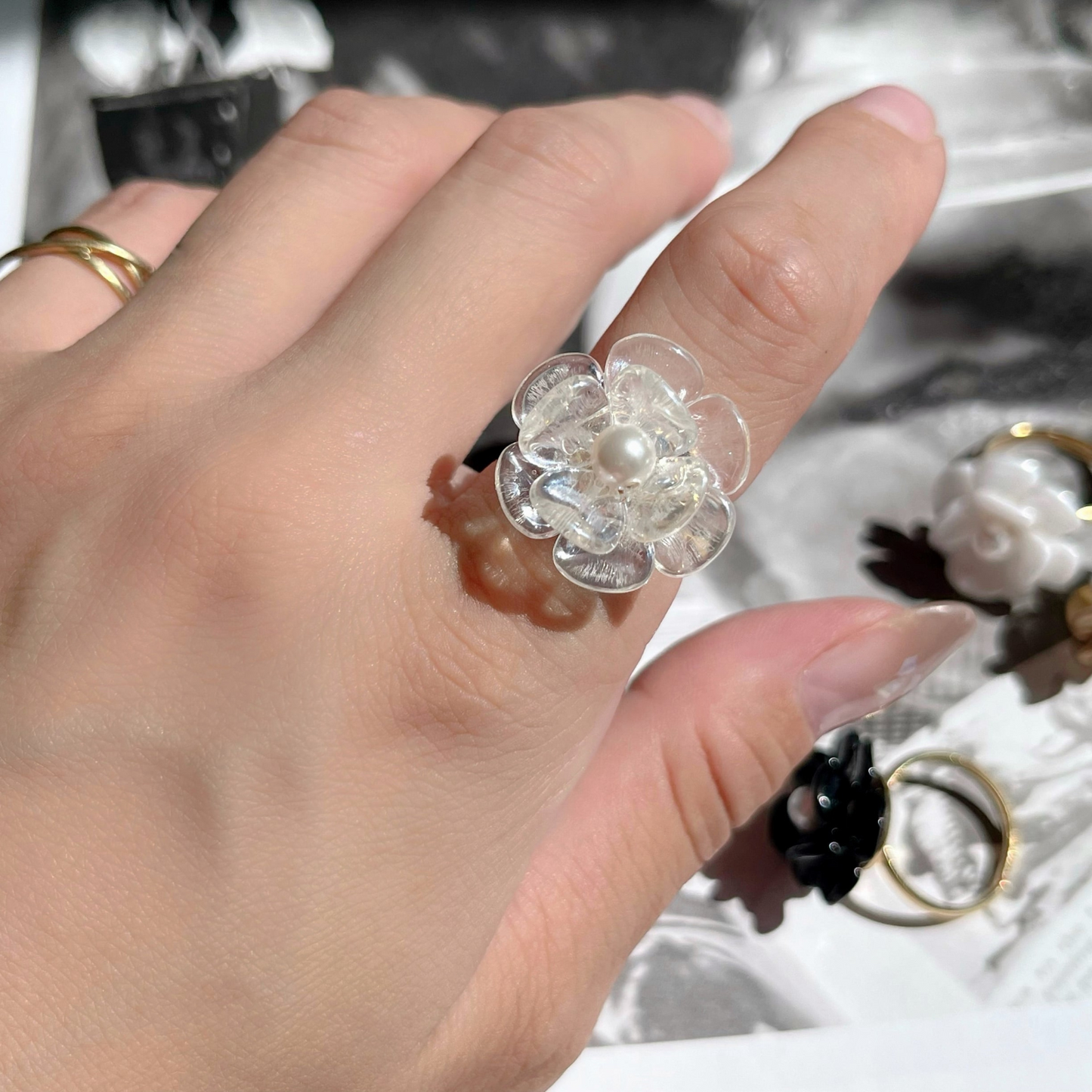 人気 リング かわいい おしゃれ ギフト 花 指輪『 Lilou 』(リル)| JASMINE ハンドメイドアクセサリー 三重