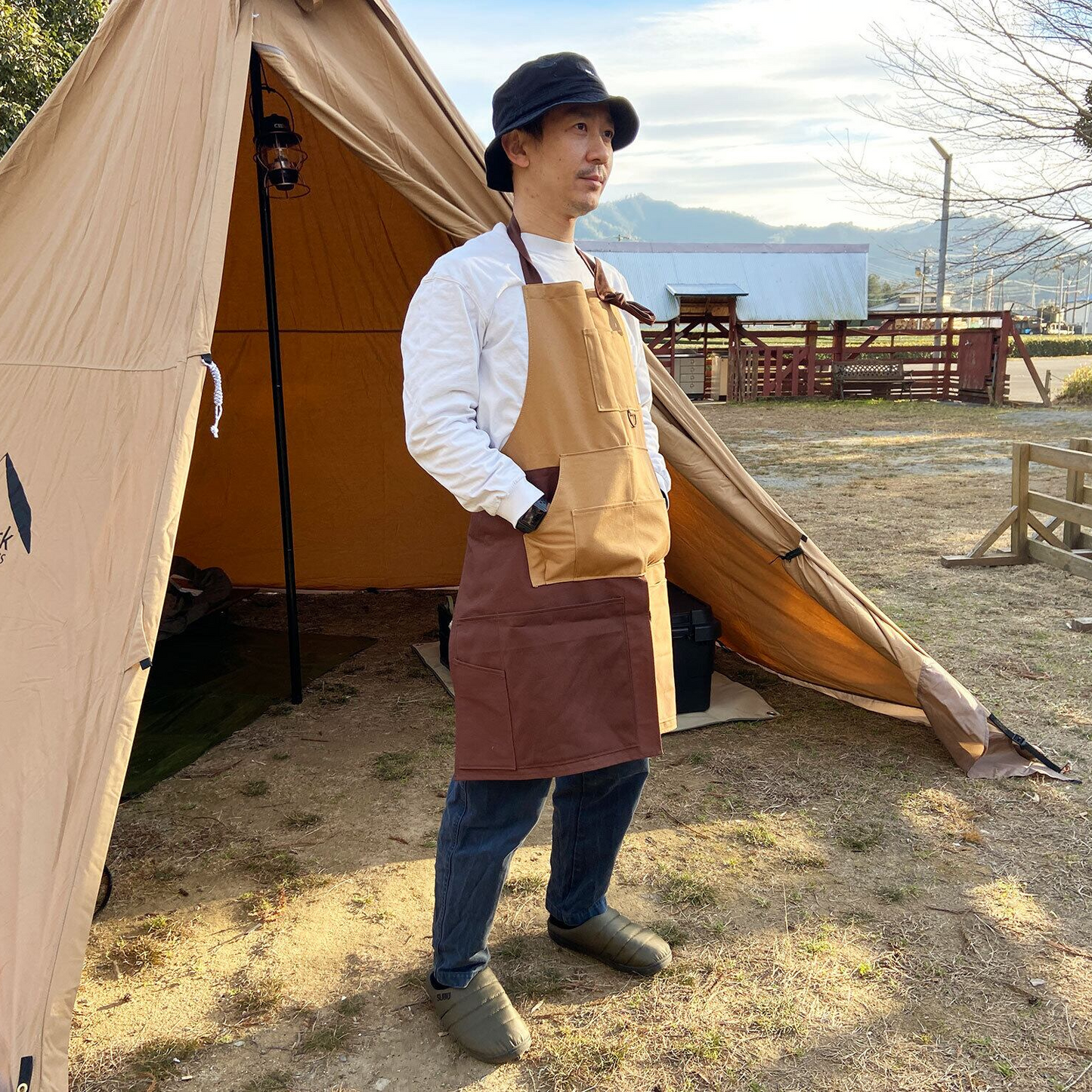 キャンプ・アウトドアに特化! 使い込むほど味が出る◎ 帆布生地 カラーブロック多機能エプロン | 三重県鈴鹿発のガレージブランド ROCKKNOLL ロックノル 三重 鈴鹿