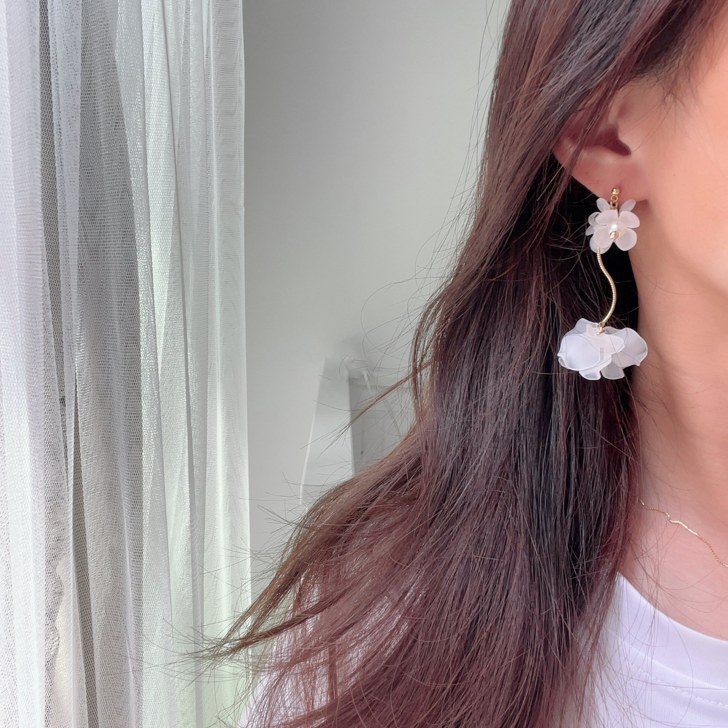 人気 上品 大ぶり 可愛い 花 アレルギー対応 ピアス/イヤリング『 Elie 』(エリー)|JASMINE ハンドメイドアクセサリー 三重