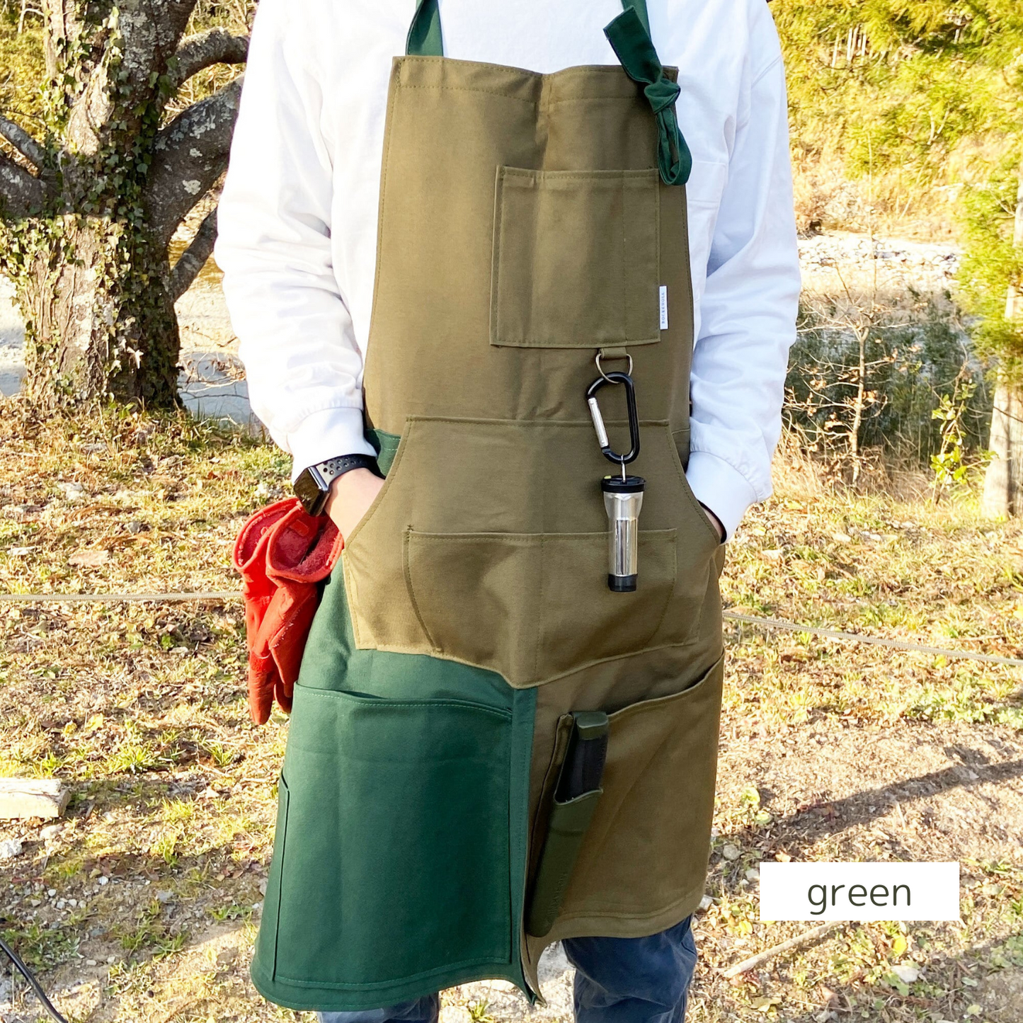 キャンプ・アウトドアに特化! 使い込むほど味が出る◎ 帆布生地 カラーブロック多機能エプロン | 三重県鈴鹿発のガレージブランド ROCKKNOLL ロックノル 三重 鈴鹿