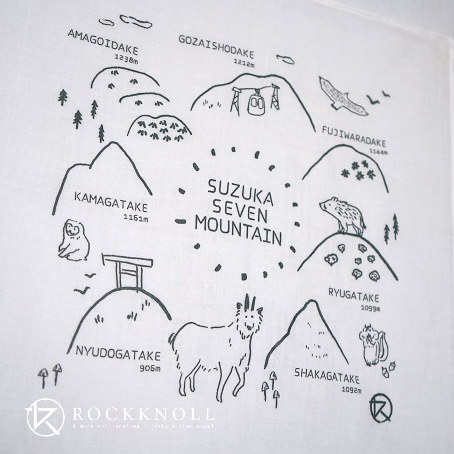 鈴鹿セブンマウンテン ギフト おしゃれ ロッキンハンカチ| 三重県鈴鹿発のガレージブランド ROCKKNOLL ロックノル 鈴鹿
